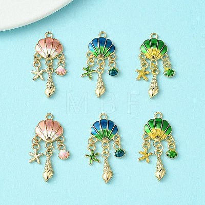 6Pcs 3 Colors Alloy Enamel Pendants ENAM-YW0003-79-1