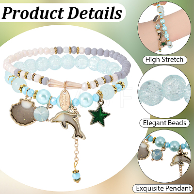 1Bag Plastic & Glass Beaded Stretch Bracelets BJEW-PA0001-10B-1