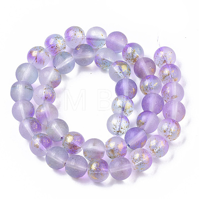 Frosted Spray Painted Glass Beads Strands GLAA-N035-03D-C05-1