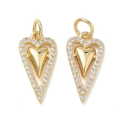 Brass Micro Pave Clear Cubic Zirconia Pendants KK-T085-16E-G-1