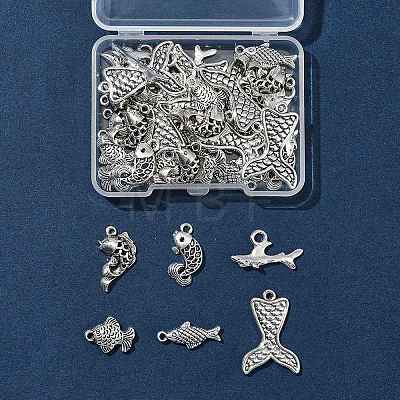 48Pcs 6 Styles Tibetan Style Alloy Pendant DIY-FS0005-72-1
