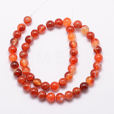 Natural Striped Agate/Banded Agate Bead Strands G-K166-13-10mm-08-1