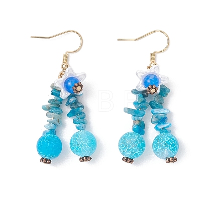Flower Natural Mixed Stone Dangle Earrings EJEW-JE06870-1