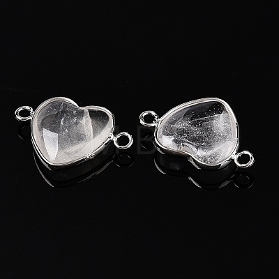 Natural Quartz Crystal Love Heart Pendants G-T138-205C-P-1