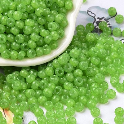 6/0 Imitation Jade Glass Seed Beads SEED-T006-04A-11-1