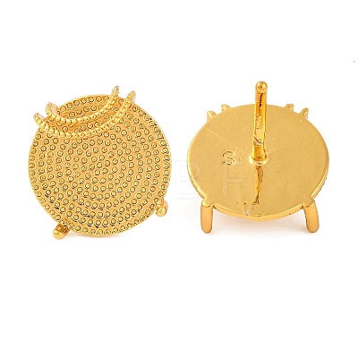 Brass Stud Earring Findings with Round Tray KK-G502-19B-G-1