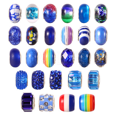 27Pcs 27 Style Acrylic & Resin & Polymer Clay Rhinestone European Beads FPDL-S015-05G-1