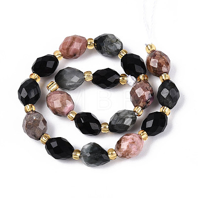 Natural Rhodonite & Eagle Eye & Obsidian Beads Strands G-N358-04A-03-1