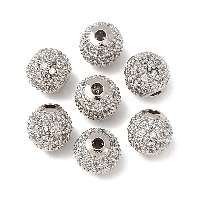 Round Brass Micro Pave Cubic Zirconia Beads ZIRC-N016-01P-8mm-1