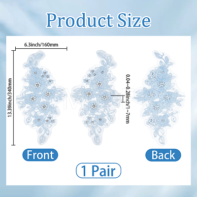 1Pair Flower Shape Polyester & Sequin Embroidery Cloth Iron On Patches DIY-CY0003-82A-1