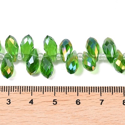 Electroplate Glass Faceted Teardrop Beads Strands EGLA-D014-19-1-1