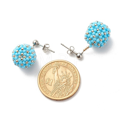 TOHO Japanese Seed Beads Dangle Stud Earrings EJEW-JE04762-02-1