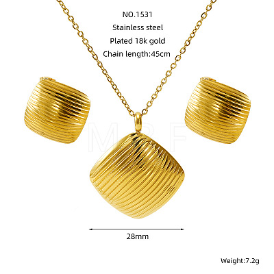 304 Stainless Steel Pendant Necklaces & Stud Earrings FS-WG14082-04-1