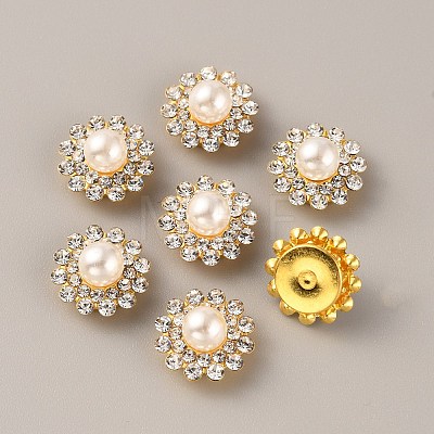 Flower Plastic Rhinestone Ornament Accessories FIND-WH0143-90C-1