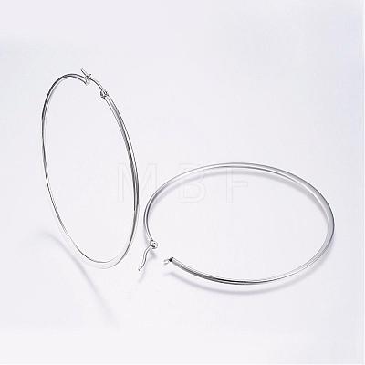 Tarnish Resistant 304 Stainless Steel Big Hoop Earrings EJEW-F105-13P-1