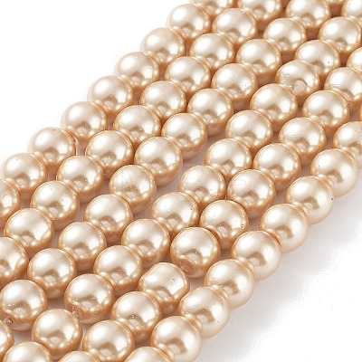 Baking Paint Pearlized Glass Pearl Round Bead Strands LS-HY-Q330-8mm-42-1
