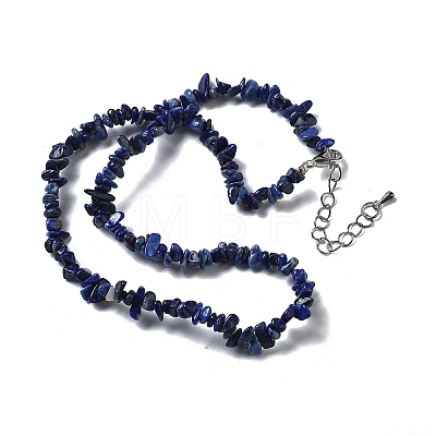 Natural Lapis Lazuli Chip Beaded Necklaces for Men Women NJEW-G159-01Y-1