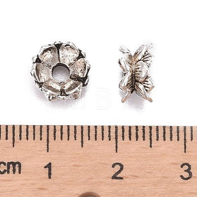 Buddhist Jewelry Findings Tibetan Style Lotus Double Sided Bead Caps X-PALLOY-O042-03-1