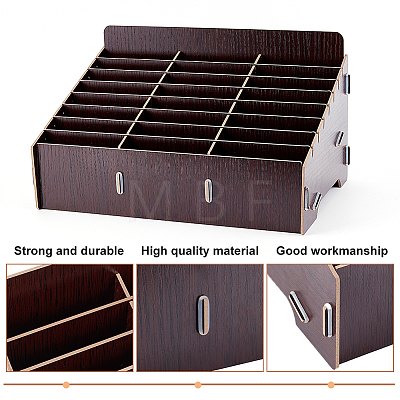 24-Grid Wooden Cell Phone Storage Box CON-WH0094-05C-1