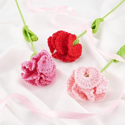 Fingerinspire 3Pcs 3 Colors Cotton Knitting Artificial Flower AJEW-FG0001-80-1