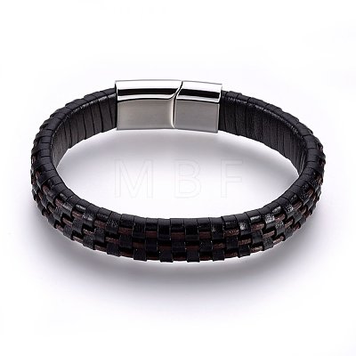 Braided Leather Cord Bracelets BJEW-F349-03P-03-1