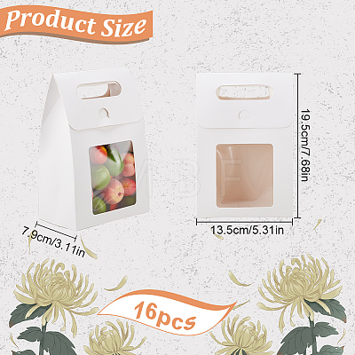 Folding Paper Gift Bags with Hole Handle and Plastic Visible Window ABAG-WH0038-52B-02-1