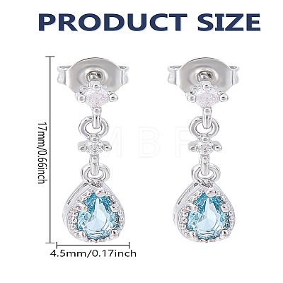 1 Pair Brass Micro Pave Cubic Zirconia Dangle Stud Earrings for Women EJEW-LP0004-90-1