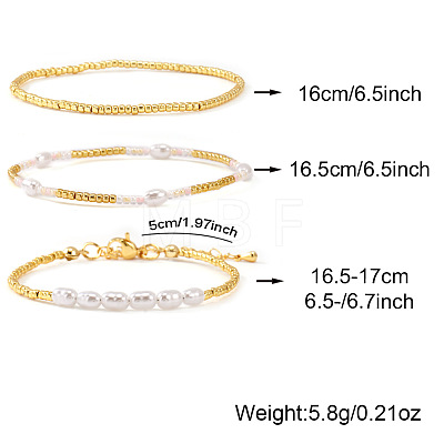 3Pcs Imitation Pearl Beaded Stretch Bracelets Sets for Women AM8486-4-1