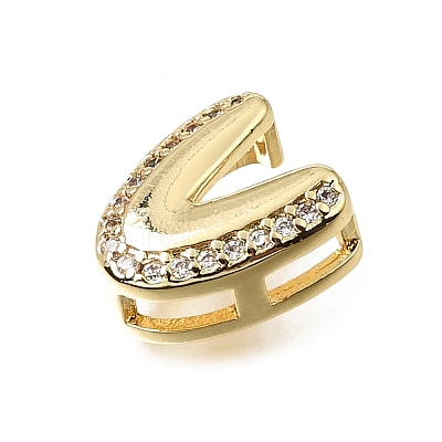 Brass Micro Pave Clear Cubic Zirconia Initial Spacer Bars KK-E802-34G-V-1