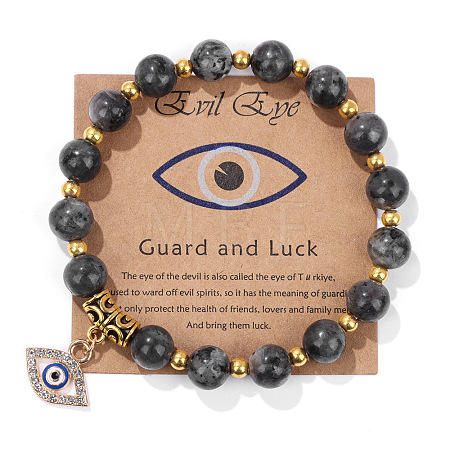 Natural Larvikite Round Beads Stretch Bracelets FS-WG18FCB-16-1