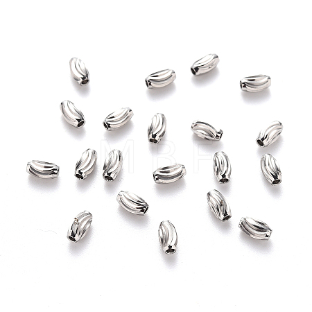 Non-Tarnish 201 Stainless Steel Corrugated Beads X-STAS-S103-16A-P-1