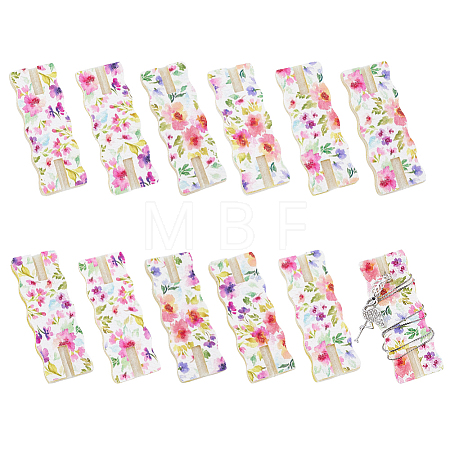 12Pcs Flower Printed Polyester Necklace Anti-Winding Display Cards CDIS-OC0001-14B-1
