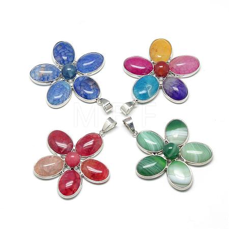 Natural Agate Big Pendants G-Q494-25P-1