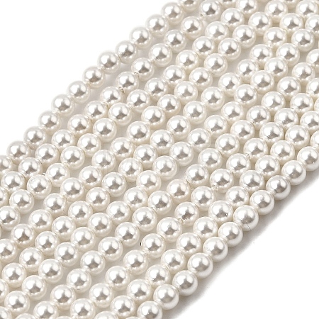 Electroplated Shell Pearl Beads Strands BSHE-K017-4mm-1