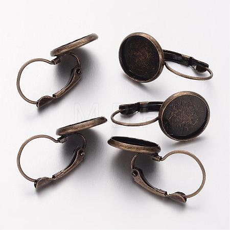 Antique Bronze Tone Brass Leverback Earring Findings fit for Domed Cabochons X-KK-C1244-NFAB-1