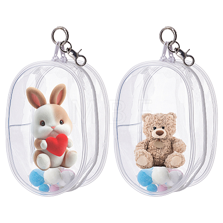 Oval Rectangle Transparent PVC Plastic Storage Zipper Bags ABAG-WH0040-39B-1