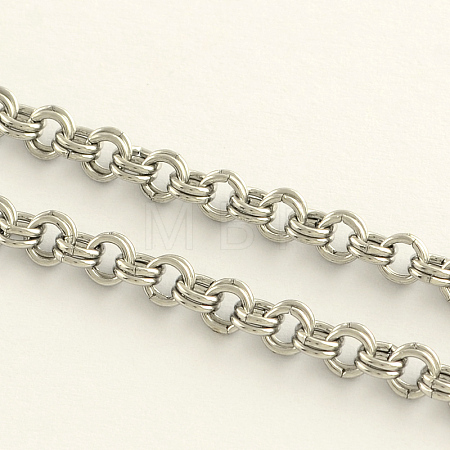Tarnish Resistant 3.28 Feet 304 Stainless Steel Double Link Rolo Chains X-CHS-R009-07-1