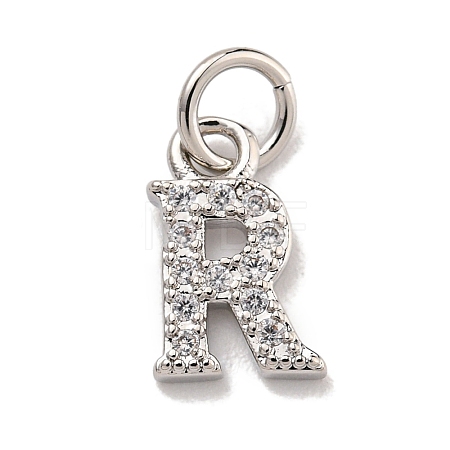 Initial Letter Brass with Cubic Zirconia Charms KK-Q814-26R-P-1
