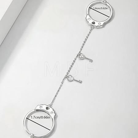 Brass Micro Pave Cubic Zirconia Double Finger Rings for Women LN2466-4-1