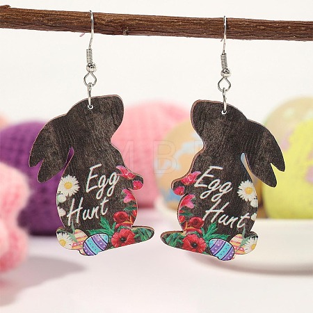 Easter Wood Dangle Earrings FS-WG30599-01-1