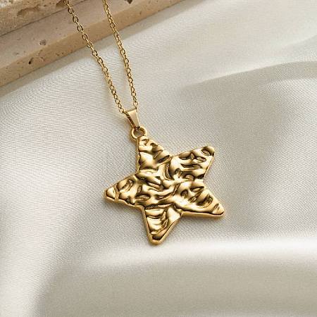 304 Stainless Steel Textured Pendant Necklaces for Women WG28923-02-1