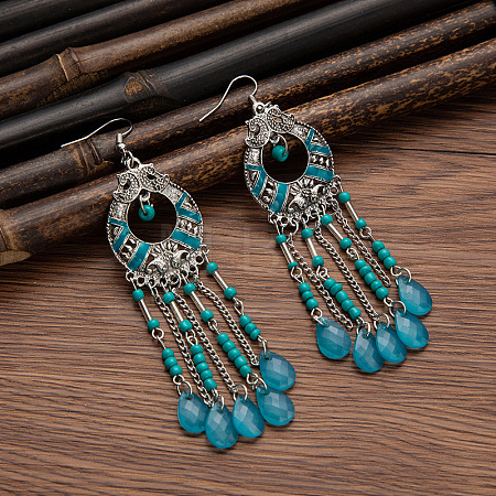 Tibetan Style Alloy Resin Dangle Earrings FS-WG46048-03-1