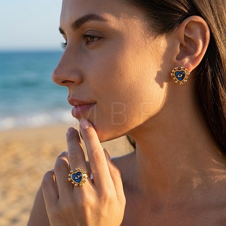 Printed 304 Stainless Steel Stud Earrings WG502A7-01-1