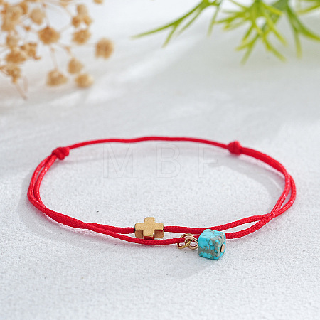 Synthetic Turquoise Bead Charm Bracelets IR3268-2-1