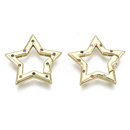 Brass Micro Pave Cubic Zirconia Spring Gate Rings ZIRC-N039-025-NF-1