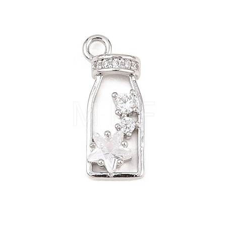 Brass Micro Pave Clear Cubic Zirconia Pendants KK-D225-02P-1