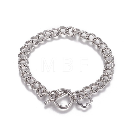 Tarnish Resistant 304 Stainless Steel Curb Chain Bracelets BJEW-I274-11S-1