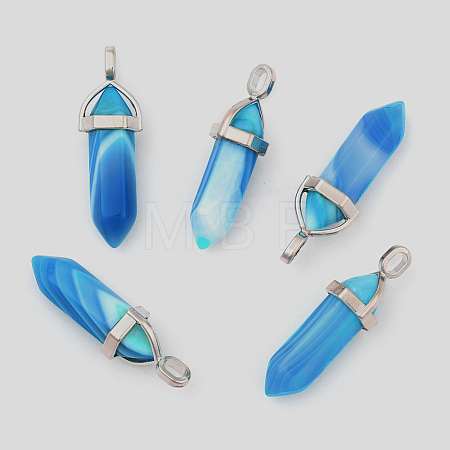 Natural Banded Agate Double Terminated Pointed Pendants X-G-F295-05J-1