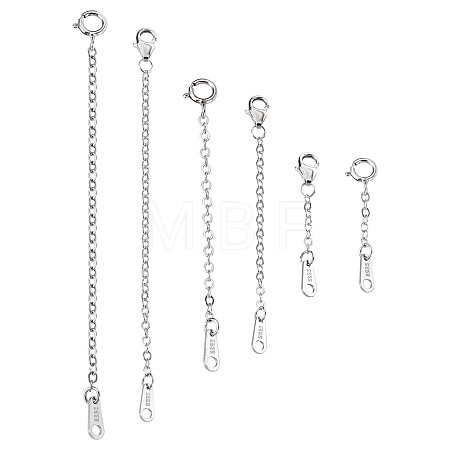 6Pcs 6 Style Sterling Silver Cable Chain Extender FIND-TA0002-40-1