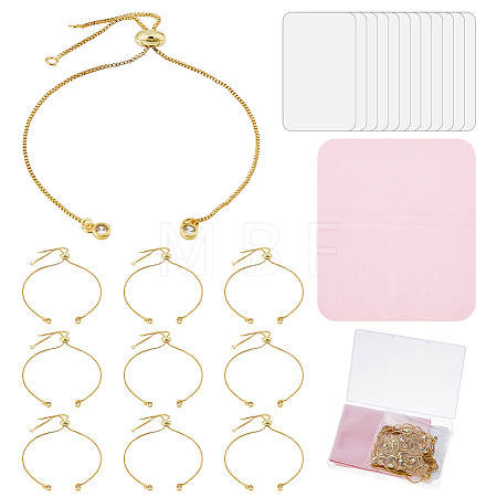 12Pcs Rack Plating Adjustable Brass Slider Bracelet Making KK-DC0004-37G-1
